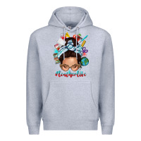 Heather Grey teacher life messy bun Premium Hoodie - texasbilliewilder