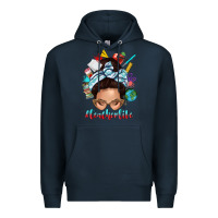 Navy teacher life messy bun Premium Hoodie - texasbilliewilder