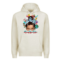 Oatmeal Heather teacher life messy bun Premium Hoodie - texasbilliewilder
