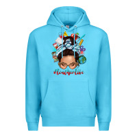 Ocean Blue teacher life messy bun Premium Hoodie - texasbilliewilder