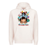Pale Pink teacher life messy bun Premium Hoodie - texasbilliewilder