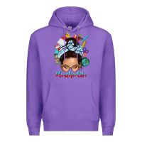 Purple teacher life messy bun Premium Hoodie - texasbilliewilder
