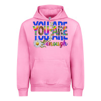 Fuchsia Pink you are enough with daisies Urban Hoodie - texasbilliewilder