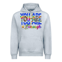 Heather Grey you are enough with daisies Urban Hoodie - texasbilliewilder