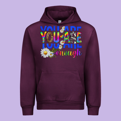 Urban Hoodie you are enough with daisies