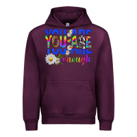 Mauve Wine you are enough with daisies Urban Hoodie - texasbilliewilder