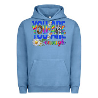 Pigment Pebble Blue you are enough with daisies Urban Hoodie - texasbilliewilder