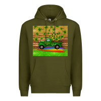 Army Green st patricks day truck shamrock with rainbow tumbler Premium Hoodie - RanaPortraitStore
