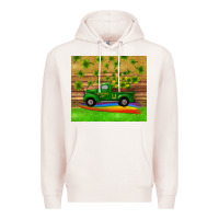 Pale Pink st patricks day truck shamrock with rainbow tumbler Premium Hoodie - RanaPortraitStore
