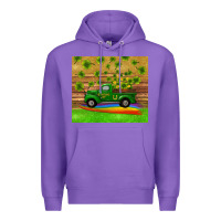 Purple st patricks day truck shamrock with rainbow tumbler Premium Hoodie - RanaPortraitStore