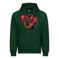 Forest Green Dachshund with love glasses Urban Hoodie - RanaPortraitStore
