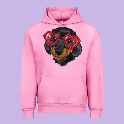 Urban Hoodie Dachshund with love glasses