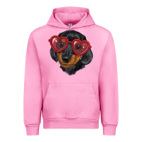 Fuchsia Pink Dachshund with love glasses Urban Hoodie - RanaPortraitStore