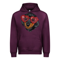 Mauve Wine Dachshund with love glasses Urban Hoodie - RanaPortraitStore