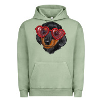 Pigment Oil Green Dachshund with love glasses Urban Hoodie - RanaPortraitStore