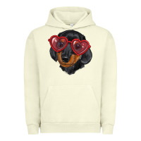 Pigment Pistachio Dachshund with love glasses Urban Hoodie - RanaPortraitStore