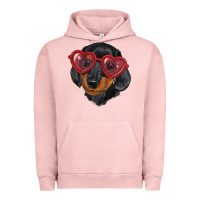 Pigment Salmon Dachshund with love glasses Urban Hoodie - RanaPortraitStore