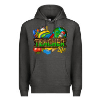 Charcoal Heather teacher life Premium Hoodie - texasbilliewilder