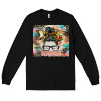 Black teacher messy bun tumbler Long Sleeve Tee - BarkalooDesign