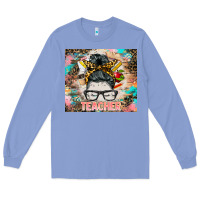 Colony Blue teacher messy bun tumbler Long Sleeve Tee - BarkalooDesign