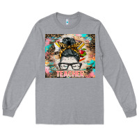 Heather Grey teacher messy bun tumbler Long Sleeve Tee - BarkalooDesign