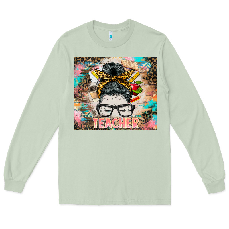 Teacher Messy Bun Tumbler Long Sleeve Tee by BarkalooDesign | Teevron