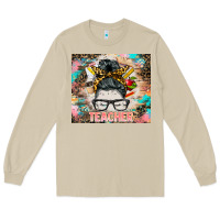 Mushroom teacher messy bun tumbler Long Sleeve Tee - BarkalooDesign