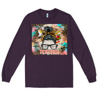 Plum teacher messy bun tumbler Long Sleeve Tee - BarkalooDesign