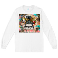 White teacher messy bun tumbler Long Sleeve Tee - BarkalooDesign