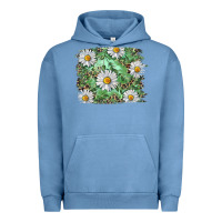 Pigment Pebble Blue Daisy leopard Urban Hoodie - RanaPortraitStore