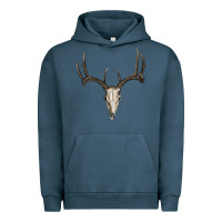 Pigment Midnight Navy Deer Skull Urban Hoodie - RanaPortraitStore
