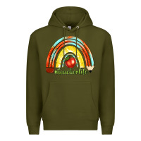 Army Green teacher life with rainbow Premium Hoodie - texasbilliewilder