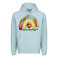 Blue Mist teacher life with rainbow Premium Hoodie - texasbilliewilder