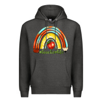 Charcoal Heather teacher life with rainbow Premium Hoodie - texasbilliewilder