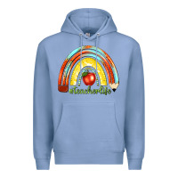 Colony Blue teacher life with rainbow Premium Hoodie - texasbilliewilder