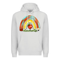 Dove Grey teacher life with rainbow Premium Hoodie - texasbilliewilder