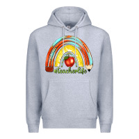 Heather Grey teacher life with rainbow Premium Hoodie - texasbilliewilder