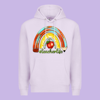 Teacher Life With Rainbow Premium Hoodie Designed By Texasbilliewilder