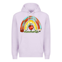 Lilac teacher life with rainbow Premium Hoodie - texasbilliewilder
