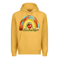 Mustard teacher life with rainbow Premium Hoodie - texasbilliewilder