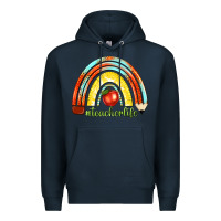 Navy teacher life with rainbow Premium Hoodie - texasbilliewilder