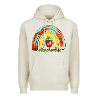 Oatmeal Heather teacher life with rainbow Premium Hoodie - texasbilliewilder