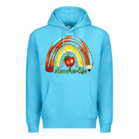 Ocean Blue teacher life with rainbow Premium Hoodie - texasbilliewilder