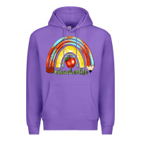 Purple teacher life with rainbow Premium Hoodie - texasbilliewilder