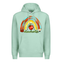 Seafoam teacher life with rainbow Premium Hoodie - texasbilliewilder