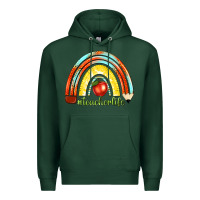 Sports Green teacher life with rainbow Premium Hoodie - texasbilliewilder