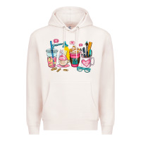 Pale Pink teacher coffee cup Premium Hoodie - AdoDesignShop