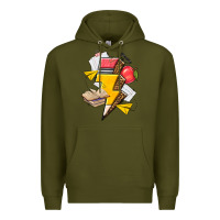 Army Green teacher lightning bolt Premium Hoodie - texasbilliewilder