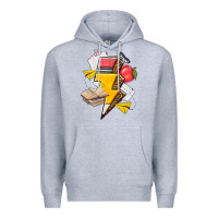 Heather Grey teacher lightning bolt Premium Hoodie - texasbilliewilder