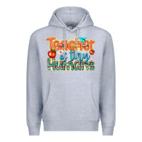 Heather Grey teacher of tiny humans Premium Hoodie - texasbilliewilder